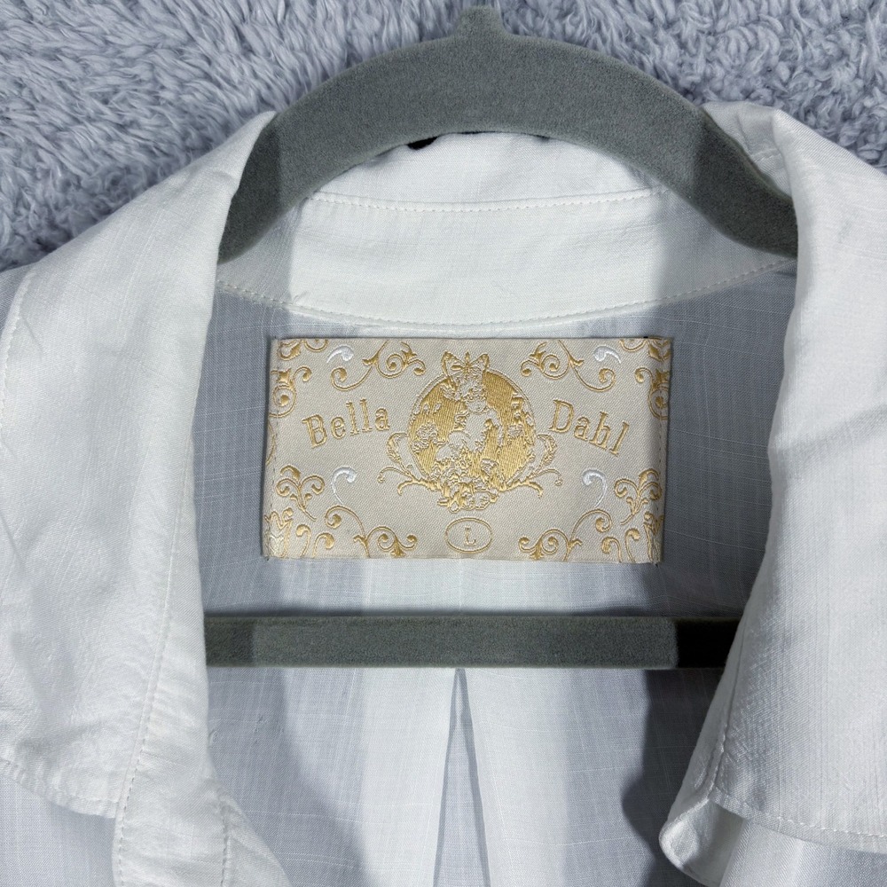 Bella Dahl Split Back Rayon Button Down Size L Wh… - image 5